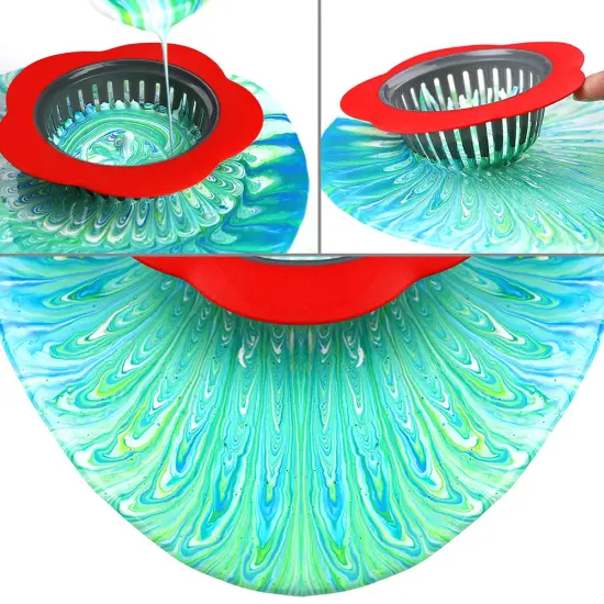 Acrylic Pouring Strainers, Angela&Alex 5 PCS Flow Painting Tools Christmas DIY Kits Drawing Sets Flower Strainers Plastic Silicone Drain Basket Unique Pattern Train Art Supplies {2}