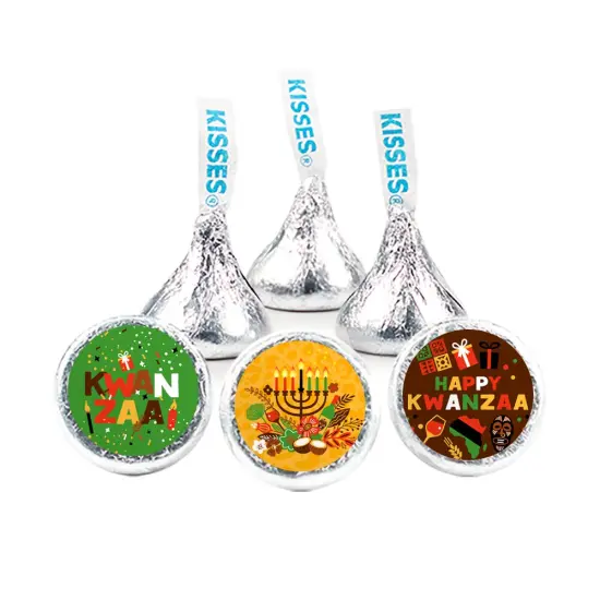 Kwanzaa Candy Party Favors Chocolate Hershey's Kisses BulkHappy Kwanzaa {1}