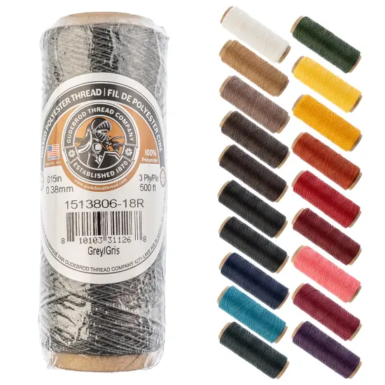 Gudebrod 0.015" Waxed Polyester Thread 500ft | Made In USA Grey {1}