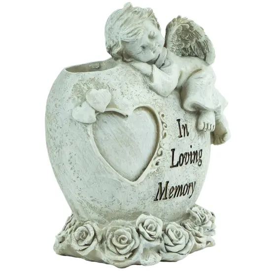 Northlight 6.5" Gray Sleeping Angel "In Loving Memory" Outdoor Garden Statue {4}