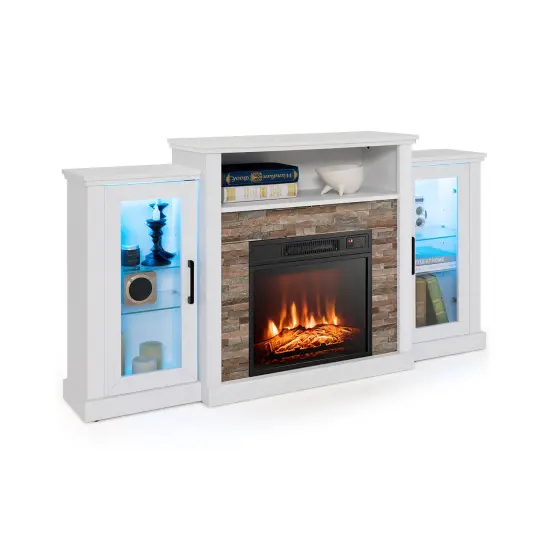 Fireplace&nbsp;Entertainment Center Stand with 16-Color LED Lights for TVs White {3}