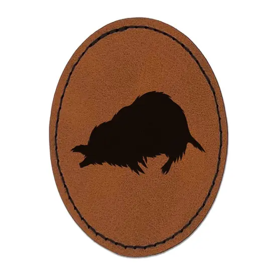 Mole Solid Round Iron-On Engraved Faux Leather Patch Applique - 2.5" Brown {1}