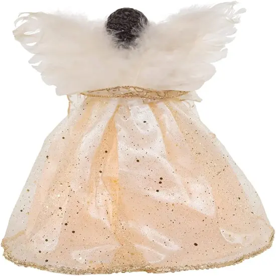 12-Inch UL 10-Light Ivory & Gold African American Angel Treetop {2}