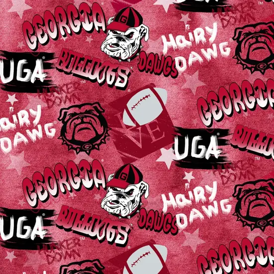 Sykel Enterprises-University of Georgia Cotton Fabric-Georgia Bulldogs Graffiti Cotton Quilting Fabric {1}