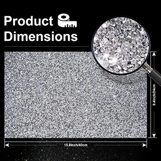 Bling Rhinestone Sticker DIY Home Decor Stickers Self-Adhesive Crystal Sheet Stickers for Cars & Crafts Decoration(Silver,9.4" x 15.8") {1}