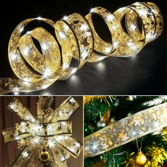 16.4ft Christmas Ribbon Fairy Lights for Indoor and Outdoor Decorations White {1}