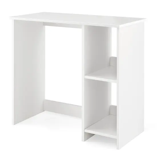 Minimalist 31.5" Writing Desk with Storage White Compact Workstation for Small Rooms {1}