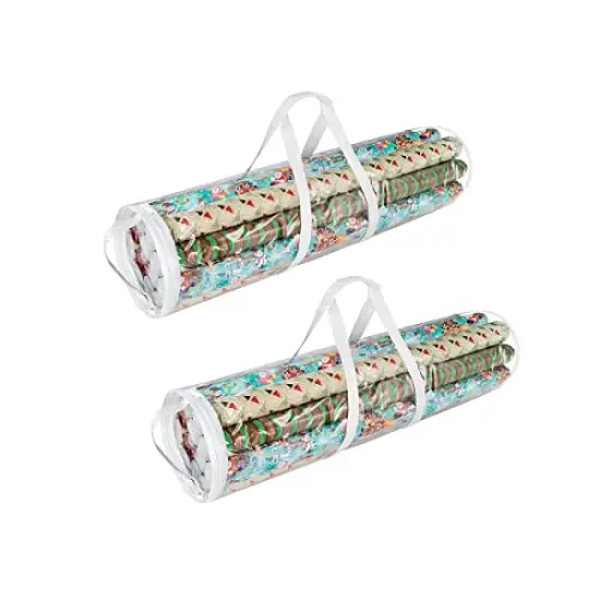 Gift Wrap Storage Bags Holds 40-Inch Rolls of Paper-2 Pack, Clear,X-Large {2}