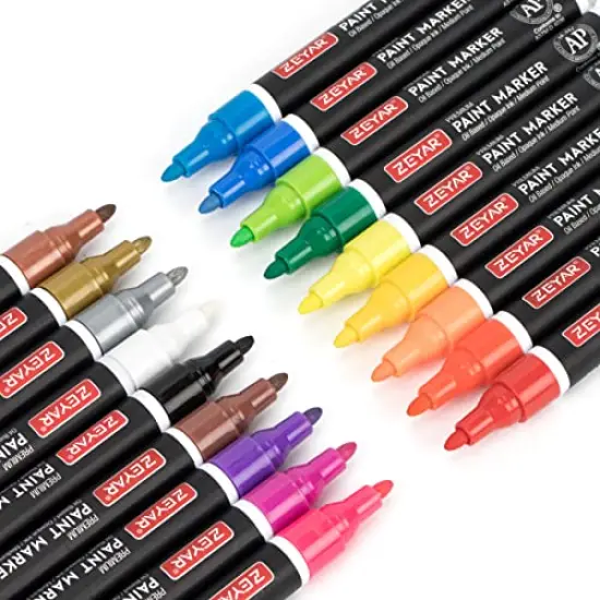 18 Colors, Oil-Based Paint Markers for Rock Painting, Medium Point, Waterproof ink, AP Certified, Great on Mug, Rock, Glass, Canvas, Metal and more (18 Colors) {2}