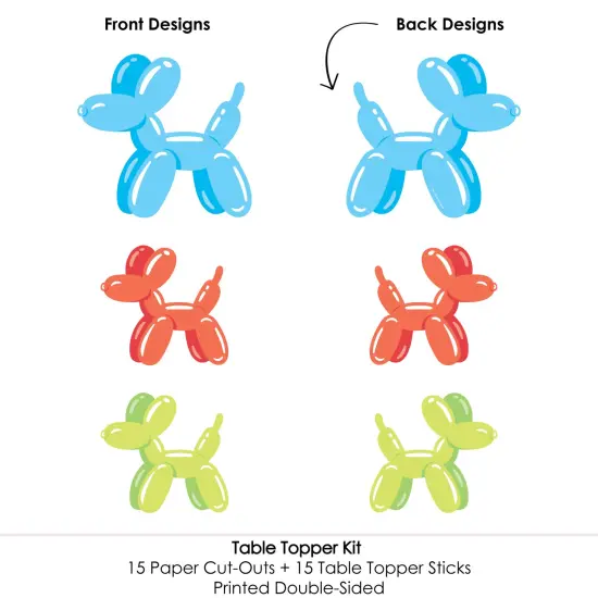 Big Dot of Happiness Balloon Animals - Happy Birthday Party Centerpiece Sticks - Table Toppers - Set of 15 {7}