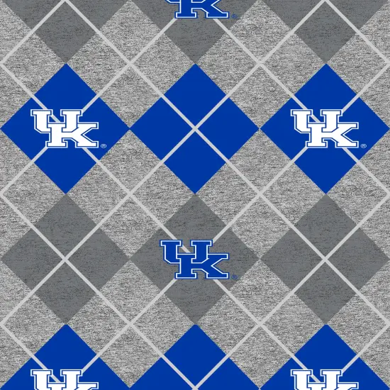 Sykel Enterprises-University of Kentucky Fleece Fabric-Kentucky Wildcats Heather Argyle Fleece Blanket Fabric-Sold by the yard {1}