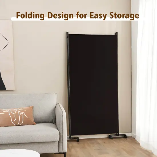 3 Panel Folding Room Divider with 8 Smooth Universal Lockable Wheels Brown {5}