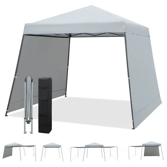 Patio 10x10FT Instant Pop-up Canopy Folding Tent with Sidewalls and Awnings Outdoor-grey {4}