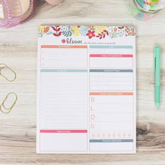 bloom daily planners Planning Pad, 8.5" x 11", Daily Planning System, Floral Dots {5}