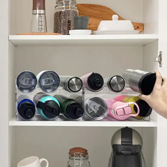 Water Bottle Organizer, Stackable Kitchen Pantry Organization and Storage Shelf, Plastic Holder for Fridge Kitchen Cabinet Organizer and Storage, Tumbler Travel Mug Cup Organizer {5}