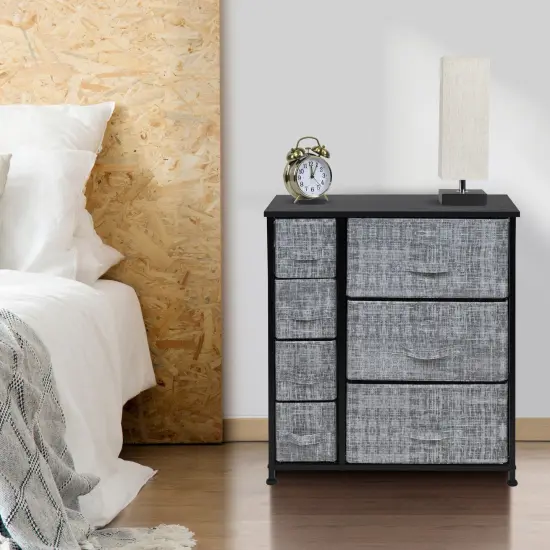 Sorbus Dresser with Drawers - Furniture Storage Tower Unit for Bedroom, Hallway, Closet, Office Organization - Steel Frame, Wood Top, Easy Pull Fabric Bins Gray/Black {4}