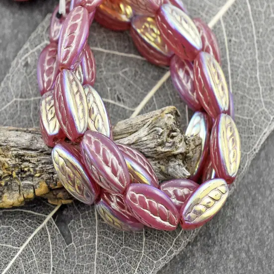 *10* 15x9mm Platinum Washed Dusty Rose AB Twisted Oval Beads {4}