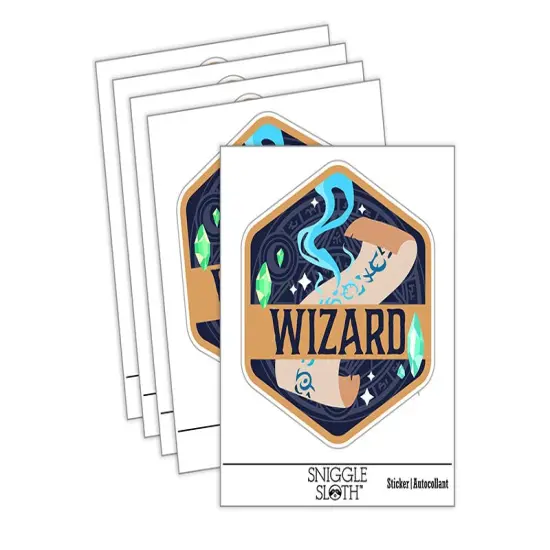 RPG Class Wizard Mage Games Fantasy Gaming Waterproof Vinyl Phone Tablet Laptop Water Bottle Sticker Set - 5 Pack {2}