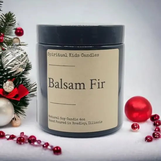 Balsam Fir Soy Candle 4oz Hand Poured with All Natural Soy Wax and Fragrant/ Essential Oils! | Woodsy Candle | Birthday Gift | Christmas Gift {3}