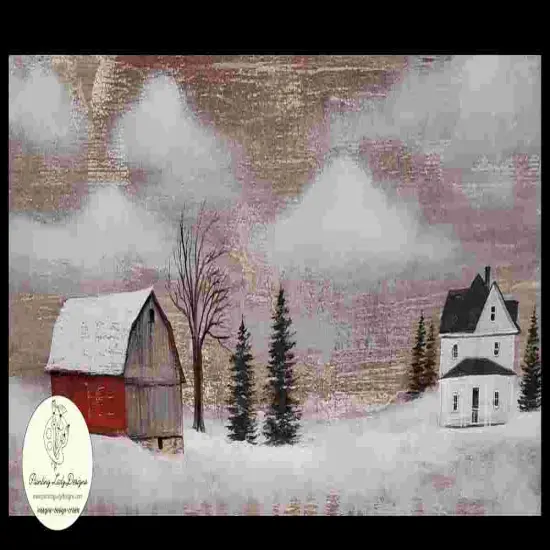 Country Winter Scene -Art paper for Decoupage and Mixed Media (18x36 inches) {1}