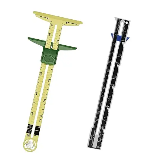 2 Piece Sliding Gauge Measuring Sewing Tool, 5-in-1 Sliding Gauge Measuring and Stainless Steel Quilting Ruler Sewing Tool Fabric Quilting Ruler for Knitting Crafting Sewing Beginner Supplies {2}