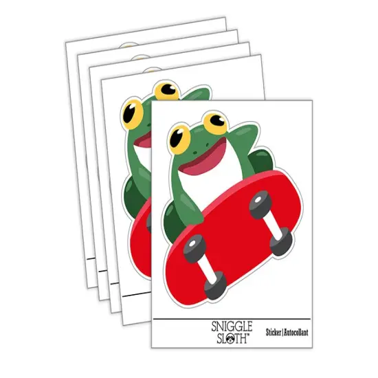 Rad Frog on Skateboard Waterproof Vinyl Phone Tablet Laptop Water Bottle Sticker Set - 5 Pack {2}