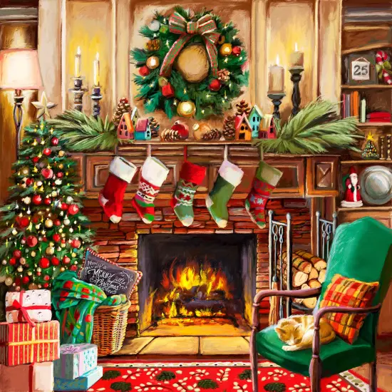 Sunsout Resing by the Fireplace 500 pc Jigsaw Puzzle 19143 {1}
