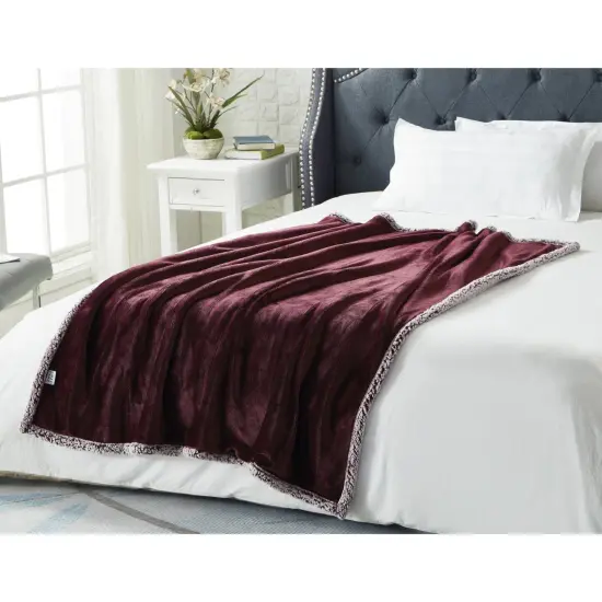 Orville Flannel Reversible Sherpa Throw 50"x60" Purple {3}
