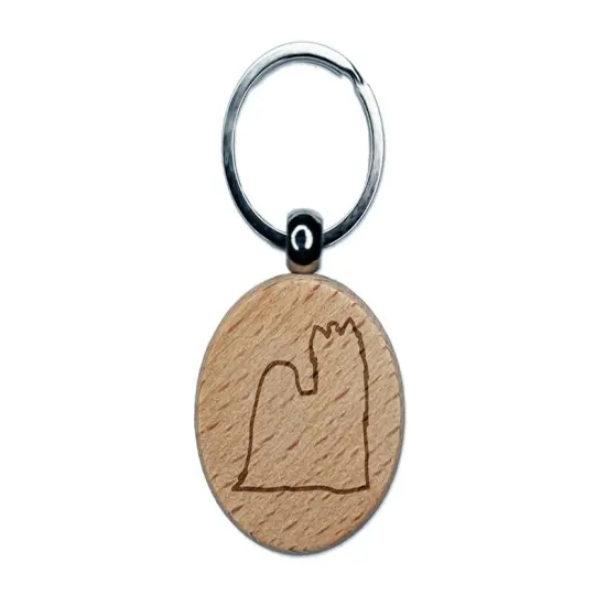 Yorkie Yorkshire Terrier Dog Outline Engraved Wood Round Keychain Tag Charm {1}