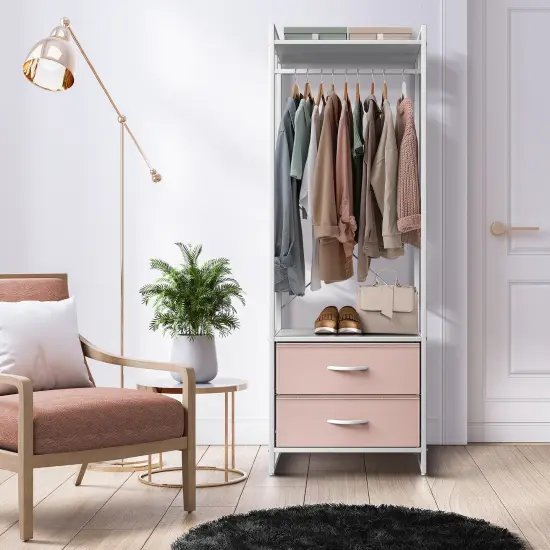 Sorbus Clothing Rack with Drawers - Clothes Stand Dresser - Wood Top, Steel Frame, & Fabric Drawers - Tall Closet Storage Organizer - Garment Rack for Hanging Shirts, Dresses, & Jackets Pink {6}
