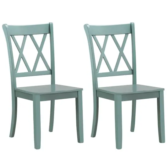 Set of 2 Cross Back Rubber Wood Dining Chairs {3}