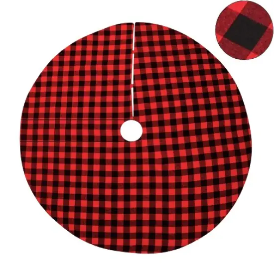 Kitcheniva Christmas Tree Skirt Red & Black Plaid {2}
