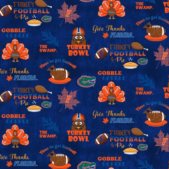 Sykel Enterprises-University of Florida Cotton Fabric-Florida Gators Turkey bowl Cotton Quilting Fabric {1}