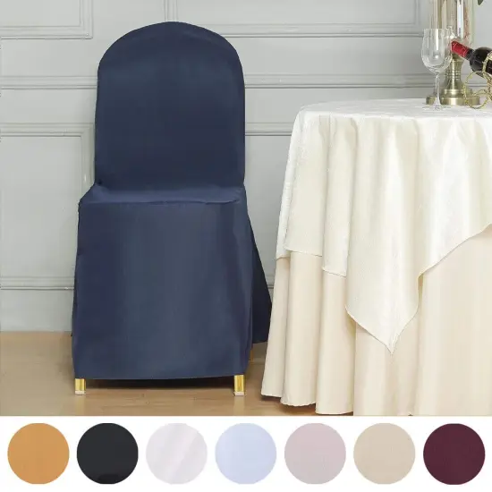 Set of 12 Polyester Banquet Chair Covers for Wedding Decor Dusty blue {2}