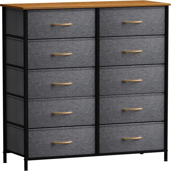 Sorbus Dresser with 10 Drawers - Storage Unit Organizer Chest for Clothes - Bedroom, Room, Nursery, & Closet - Steel Frame, Wood Top & Handles, and Easy Pull Fabric Bins Maple {1}