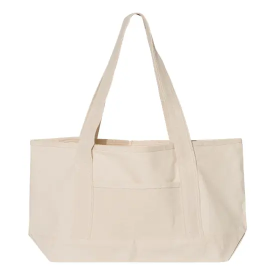 Q-Tees&reg; - 20L Small Deluxe Tote - Q12580 | 100% heavy cotton canvas Natural/ black {6}