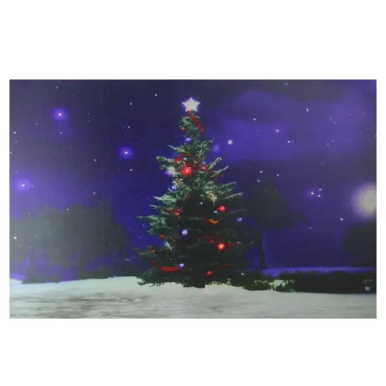 Northlight Fiber Optic and LED Lighted Christmas Tree Canvas Wall Art - 15.5" x 23.5" Green {1}