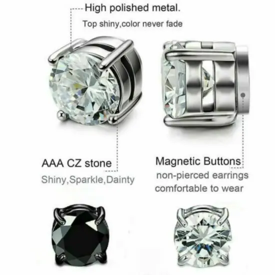 Kitcheniva Non Piercing Steel Magnetic Stud Earrings 6mm-black {4}