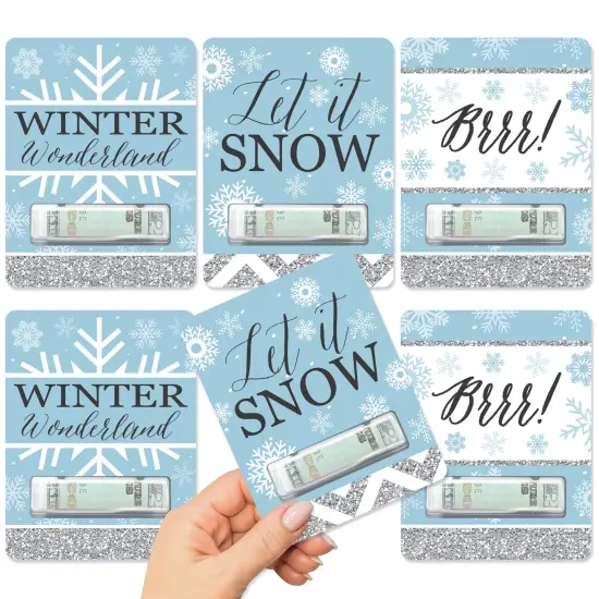 Big Dot of Happiness Winter Wonderland - DIY Assorted Snowflake Holiday Party and Winter Wedding Cash Holder Gift - Funny Money Cards - Set of 6 {1}