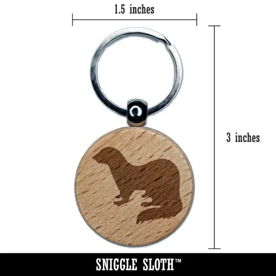 Ferret Solid Engraved Wood Round Keychain Tag Charm {2}