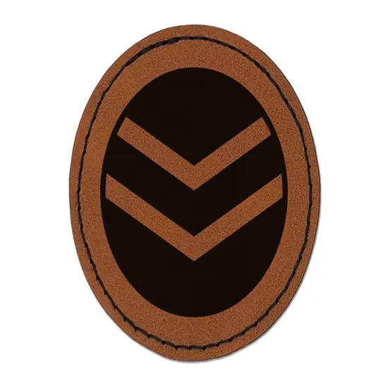 Chevron Arrow in Circle Round Iron-On Engraved Faux Leather Patch Applique - 2.5" Brown {1}