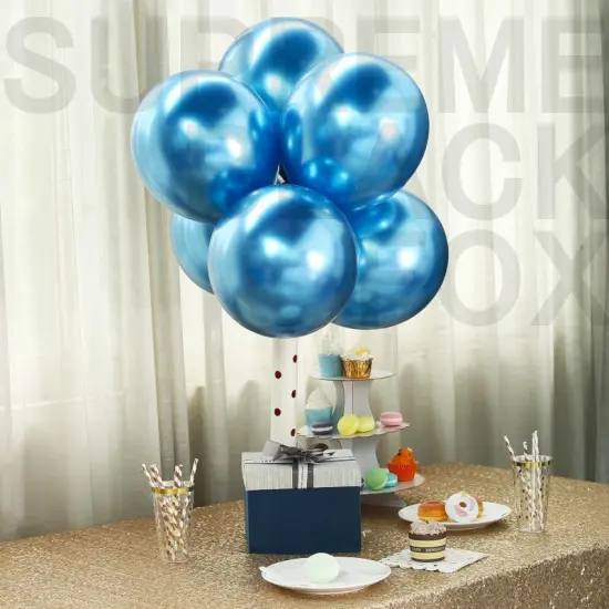 50 Blue Metallic Balloons Chrome Shiny Latex {1}