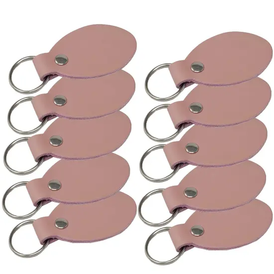 Oval Leather Keychains Kit &ndash; Full-Grain Latigo, DIY Personalization Ready, 10 Pack Blush Pink {1}