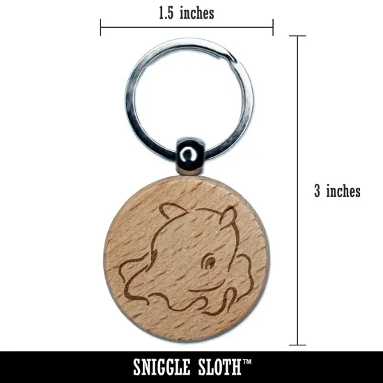 Adorable Sweet Umbrella Octopus Engraved Wood Round Keychain Tag Charm {2}