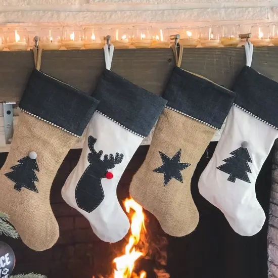 Jute Stocking with Dress Denim Star {5}