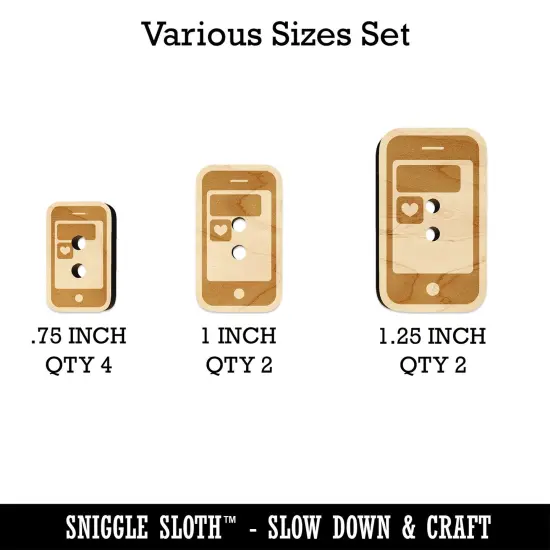 Mobile Tablet Phone Heart Text Message Wood Buttons for Sewing Knitting Crochet DIY Craft {1}