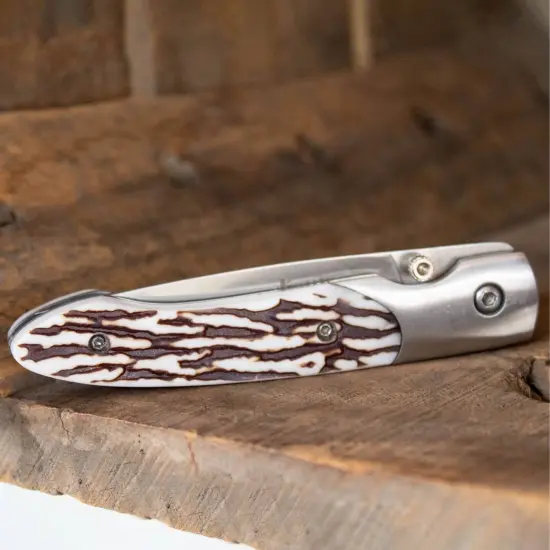 Lehman's Antler Lockback Folding Knife, Compact, All-Purpose Pocket Knives with Stainless Steel 3.5 inch Blade {7}