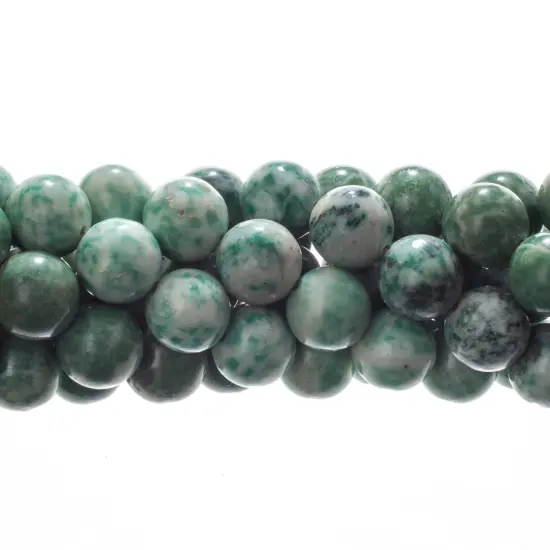 Earth's Jewel Semi-Precious 12mm Green Spot Jasper Natural Round Strung Bead {1}