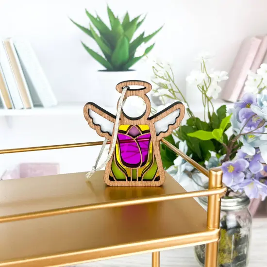 3.5" (H) Tulip Ornament - Handcrafted in Texas - Mother's Angels&reg; Christmas Angel Wings Figurine {3}