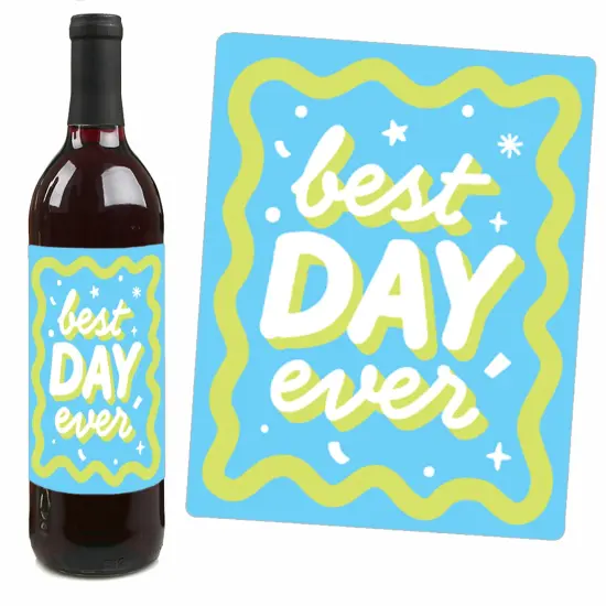Big Dot of Happiness Party Time - Happy Birthday Party Decorations for Women and Men - Wine Bottle Label Stickers - Set of 4 {4}